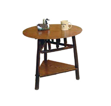 Round End Table with Triangle Bottom Shelf