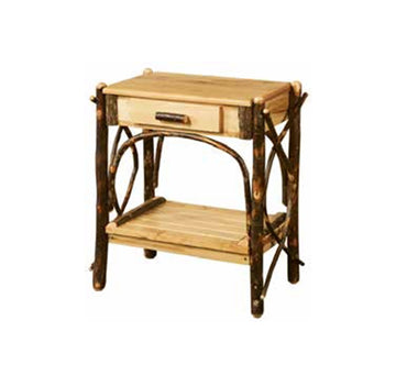 End Table Solid Top Slatted Shelf with Drawer Dovetailed