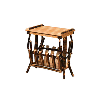 End Table Slatted Top with Magazine Rack