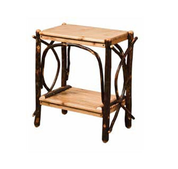 End Table with Solid Top & Slatted Shelves