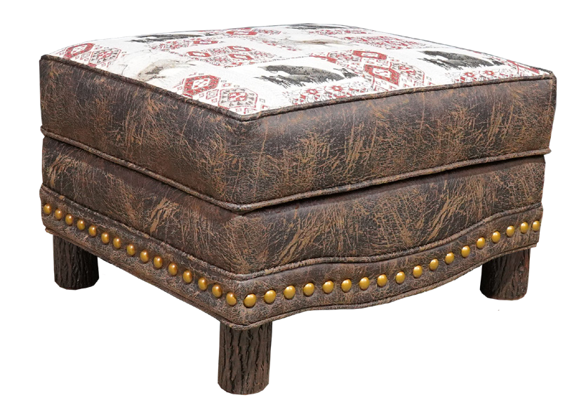 Ridgeway Ottoman with Hickory Legs with Storage